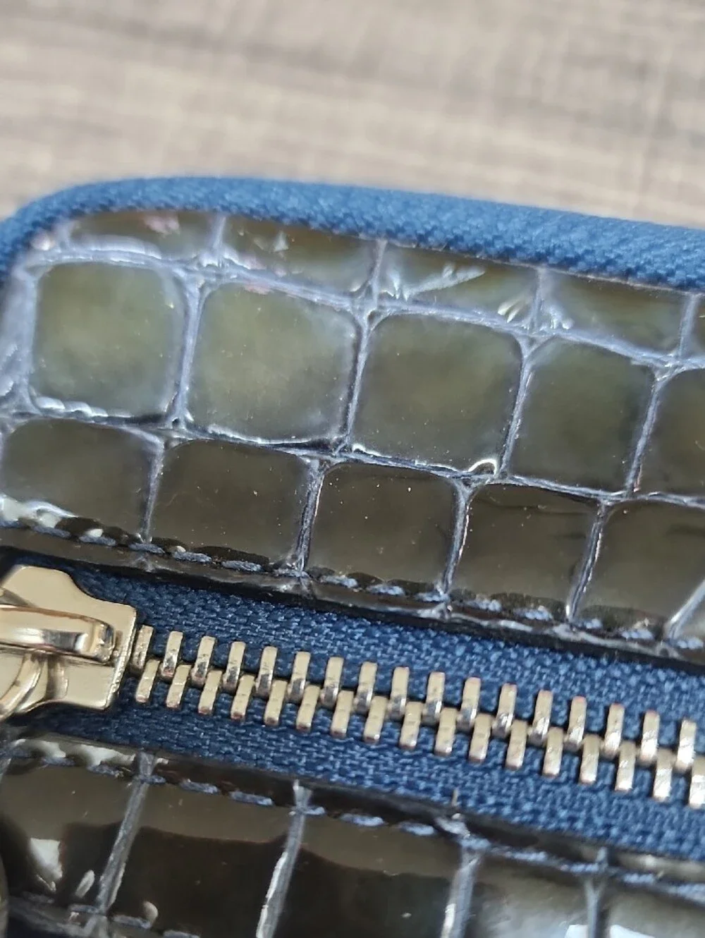 Brighton Laptop/tablet Blue Croc-Trim Zipper  Sleeve